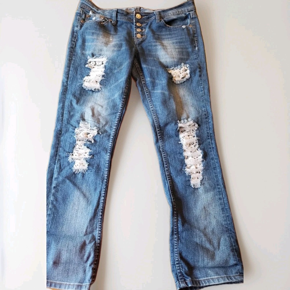 Rue21 Distressed Blue Ripped Jeans